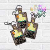 DIGITAL DOWNLOAD I Never Mean Ducking Snap Tab Key Chain Rubber Duck