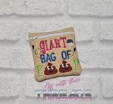 DIGITAL DOWNLOAD 5x5 Giant Bag Of Poop Poo Bag Zippered Bag and 4x4 Stand Alone