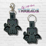 DIGITAL DOWNLOAD Sky Kitten Cat Bat Key Chain Snap Tab