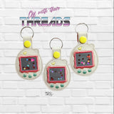 DIGITAL DOWNLOAD Applique Tamagotchi Snap Tab Key Chain
