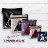 DIGITAL DOWNLOAD Applique DH Deathly Zipper Bag Set 5 SIZES INCLUDED