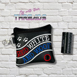 DIGITAL DOWNLOAD 5x5 Applique Red White and Woof Poo Bag ITH Zipper Bag