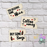 DIGITAL DOWNLOAD Beverage of Choice Gift Card Set 3 DESIGNS INCLUDED Wine Coffee