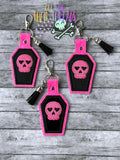 DIGITAL DOWNLOAD Applique Skull Coffin Snap Tab Key Chain