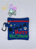DIGITAL DOWNLOAD 5x5 Merry Woofmas Poo Bag ITH Zipper Bag