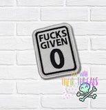DIGITAL DOWNLOAD Zero Fs Given Patch 3 SIZES INCLUDED