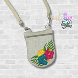 DIGITAL DOWNLOAD Applique Tropical Hibiscus Rounded Bottom Pocket Bag
