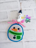 DIGITAL DOWNLOAD Applique Snowman Ornament Bag Tag Bookmark
