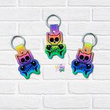 DIGITAL DOWNLOAD Skelly Kitty Snap Tab Keychain Skeleton Cat