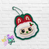 DIGITAL DOWNLOAD Applique Santa Bunny Bag Tag Bookmark Ornament