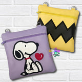 DIGITAL DOWNLOAD | Applique Snoopy Zipper Bag Bundle | 2 DESIGNS | 4 SIZES INCLUDED