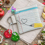 DIGITAL DOWNLOAD 4x4 School Days Zipper Bag and Apple Charm Set 5 SIZES INCLUDED