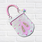 DIGITAL DOWNLOAD Applique Quited Ballet Slippers Round Bottom Bag