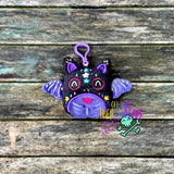 DIGITAL DOWNLOAD Applique Sugar Skull Bat Squishy Key Chain Set