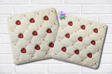 DIGITAL DOWNLOAD Quilted Strawberry Mug Rug 4 SIZES INCLUDED ENVELOPE TURN HOLE