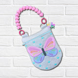 DIGITAL DOWNLOAD Applique Quilted Butterfly Round Bottom Bag