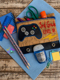 DIGITAL DOWNLOAD ITH Pencil Pouch Third Grade Level Up Applique Binder Bag 4 Sizes Included