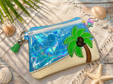 DIGITAL DOWNLOAD Applique Palm Tree Clutch Zipper Bag Lined and Unlined