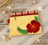 DIGITAL DOWNLOAD Applique Hibiscus Clutch Zipper Bag Lined and Unlined