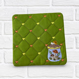 DIGITAL DOWNLOAD Quilted Mushroom Canister Mug Rug 4 SIZES INCLUDED ENVELOPE TURN HOLE