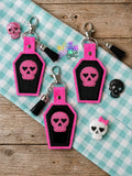 DIGITAL DOWNLOAD Applique Skull Coffin Snap Tab Key Chain