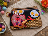 DIGITAL DOWNLOAD Applique Donut Skull Clutch Zipper Bag Lined and Unlined
