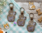 DIGITAL DOWNLOAD Corgi Floof Bottom Snap Tab Key Chain