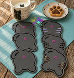 DIGITAL DOWNLOAD 4x4 Cat Booty Coaster Set 4 Versions