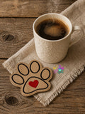 DIGITAL DOWNLOAD Heart Paw Coaster 4x4 ITH Embroidery Design