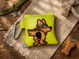 DIGITAL DOWNLOAD 5x5 ITH Applique German Shepherd Bum Poo Zipper Bag Lined and Unlined Sketchy Fill