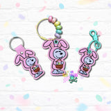 DIGITAL DOWNLOAD Easter Snoopy Snap Tab Key Chain Bag Tag Charm Set