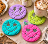 DIGITAL DOWNLOAD | Smiley Face Quilted Spring Time Friends Mug Rug Bundle | 6 SIZES INCLUDED | 4 DESIGNS INCLUDED