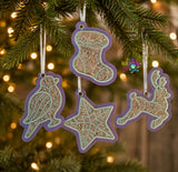 DIGITAL DOWNLOAD 4x4 Applique Holiday Ornament Set Gift Tag Bookmark 4 DESIGNS INCLUDED