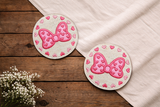 DIGITAL DOWNLOAD Applique Heart Bow Coaster 2 SIZES INCLUDED