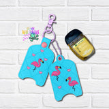 Quilted Flamingo Sanitizer Holder Set | Eyelet & Snap Tab Embroidery Design | Digital Download