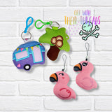 DIGITAL DOWNLOAD Applique Flamingo Friends Key Chain Squishy Plush Set 4 DESIGNS INCLUDED