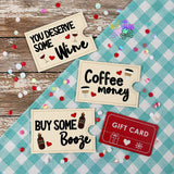 DIGITAL DOWNLOAD Beverage of Choice Gift Card Set 3 DESIGNS INCLUDED Wine Coffee
