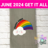 DIGITAL DOWNLOAD Applique Happy Vibes Rainbow 4 SIZES INCLUDED