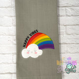 DIGITAL DOWNLOAD Applique Happy Vibes Rainbow 4 SIZES INCLUDED