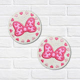 DIGITAL DOWNLOAD Applique Heart Bow Coaster 2 SIZES INCLUDED