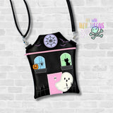 DIGITAL DOWNLOAD Applique Haunted House Zipper Bag Lined and Unlined