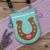 DIGITAL DOWNLOAD Applique Horse Shoe Round Bottom Bag | Bonus Zipper Pull Charm