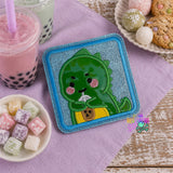 DIGITAL DOWNLOAD Applique Bobasaur Coaster Bubble Tea Boba Dinosaur