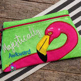 DIGITAL DOWNLOAD Majestically Awkward Flamingo Applique Clutch OWTT