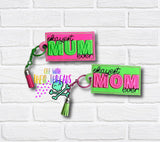DIGITAL DOWNLOAD Applique Okayest Mom Mum Bag Tag Bookmark Ornament Set