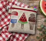 DIGITAL DOWNLOAD Summer Treats Popsicle  ITH Zippered Bag Lined and Unlined