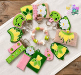 DIGITAL DOWNLOAD Applique Frog Princess Wristlet Essentials Set 12 DESIGNS INCLUDED