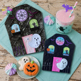 DIGITAL DOWNLOAD Applique Haunted House Quilted Mug Rug Snack Mat Coaster Set 5 SIZES INCLUDED ENVELOPE AND TURN HOLE OPTIONS