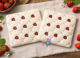DIGITAL DOWNLOAD Quilted Strawberry Mug Rug 4 SIZES INCLUDED ENVELOPE TURN HOLE