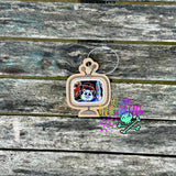 DIGITAL DOWNLOAD Applique Retro Television Bag Tag Bookmark Ornament